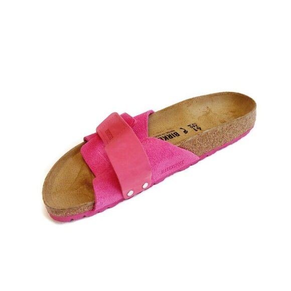 Birkenstock Oita Nubuck Suede Leather Sandals Womens 10 Mens 8 Fuchsia Tulip - Picture 4 of 9
